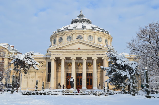 Romanian Athenaeum snow
